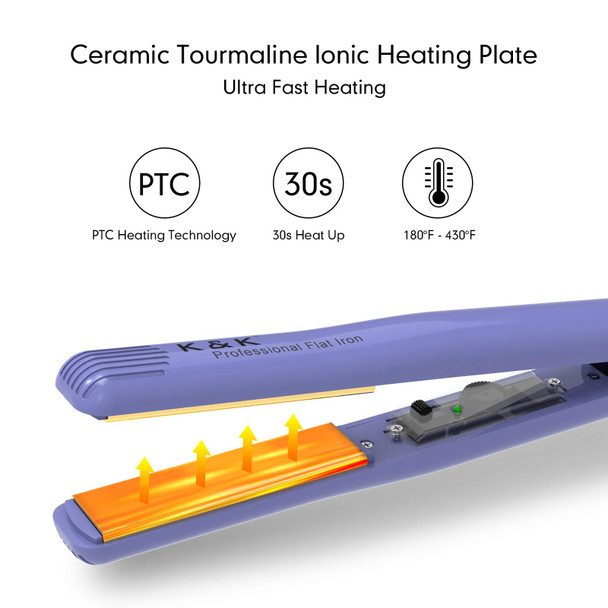 1 Inch Hair Straightener planchas de Cabello Professional Nano Ceramic Titanium Iron 2 in 1 Straightening and Curling 3DFloating Plate All Hair Types Anti frizz 180 to 400 Adjusttable Temp Purple