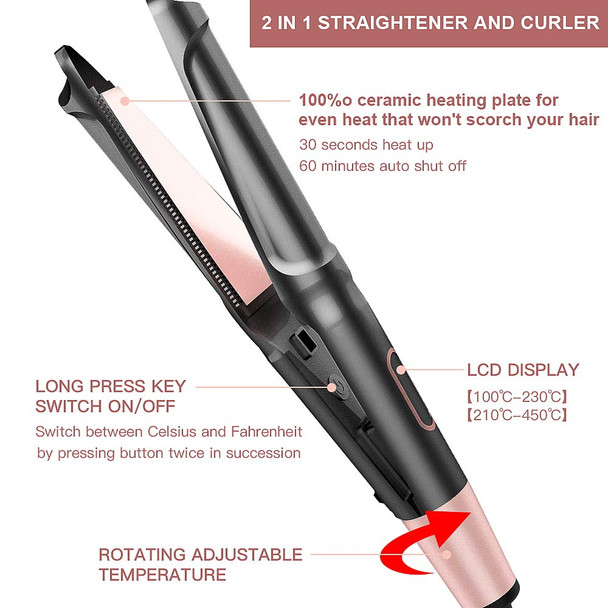 Professional Salon Hair Straightener and Curler 2 in 1 Hair Straightener Curling Iron,STYLEAGAL Curling Straightening Flat Iron for Hair Fast Heating Hair Styling Tools