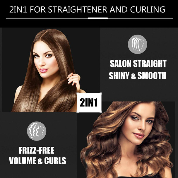 AXUF Hair Straightener, 2 in 1 Straightens & Curls with Adjustable Temp, Auto-Off Flat Iron, 1 Inch Dual Voltage - Flat Iron