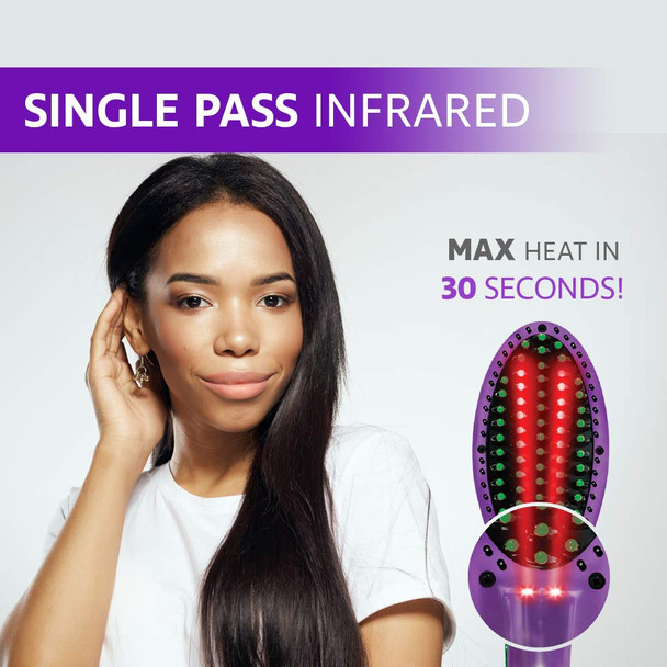 ProCabello Luxury 5500 Ionic Hair Straightener Brush with FRIZZ Free Ceramic Tourmaline Coating | Single Pass Infrared Straightening | Anti-Scald | Auto-Off & Dual Voltage (Purple)