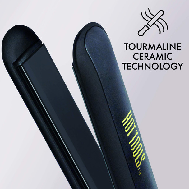 Hot Tools Pro Signature Ceramic + Tourmaline Flat Iron for Sleek Results, 1 Inch Plates