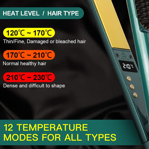 BRONAL Hair Straightener and Curler, 3 in 1 Flat Iron for Hair with Adjustable Temperature, Electric Hair Iron Hair Straightener Brush (Green)
