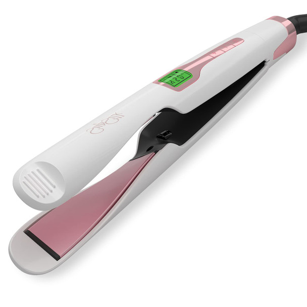 SupSilk 2-in-1 Hair Straightener and Hair Curler, Twist Curl Iron, Flat Iron Curling Iron in One for All Hair Types, Ceramic Tourmaline Negative Ionic Adjust Temperature 250-450°F Iridescent White