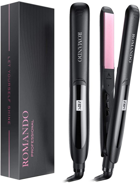 ROMANDO Plancha de Cabello Professional, Flat Iron for Black Women Hair, Ceramic Flat Iron, Flat Iron Hair Straightener