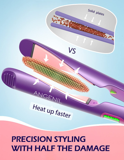 ANGENIL Hair Straightener and Curler 2 in 1, Professional Negative Ion Flat Iron Curling Iron in one, Dual Voltage Hair Straightening Irons with Digital LCD Display Adjustable Temp for All Hair Types