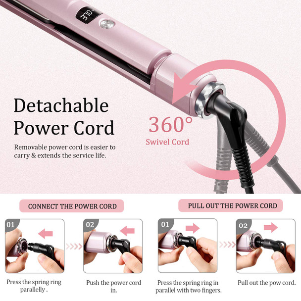 OPEHS Hair Straightener, Flat Iron for Straightener and Curling 2 in 1, Ceramic Tourmaline Ionic Flat Iron Hair Straightener Adjustable Temperature 265°F-450°F, Dual Voltage Digital Display