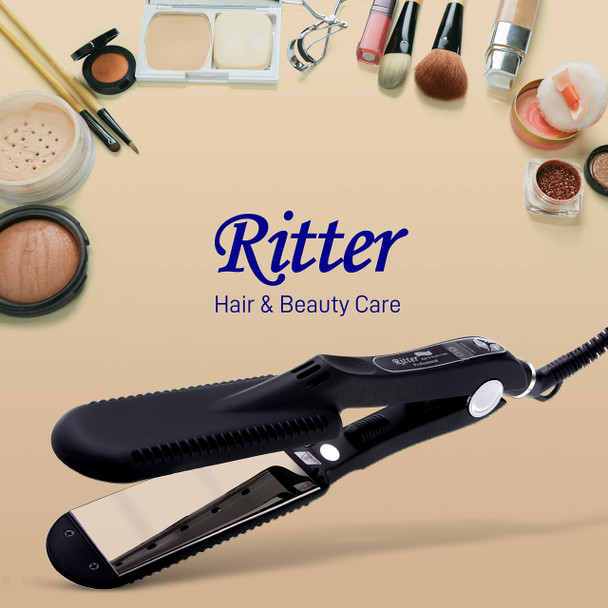 Ritter Hair & Beauty Care Titanium Flat Iron Hair Straightener, 1.75" Wide Plates, Up to 450F 85Watt, Digital Display, Ideal for Hairdressers, Thick Hair, Wet and Dry