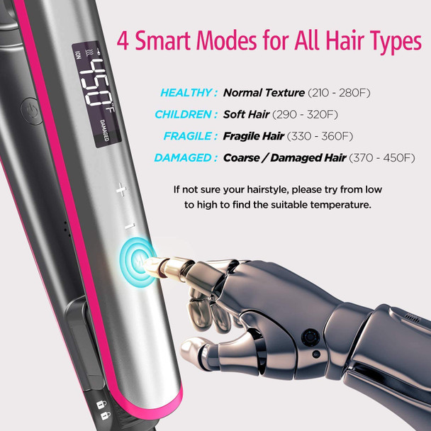AmoVee Titanium Flat Iron Hair Straightener 1 Inch Ceramic Straightener and Curler Adjustable Temperature, Instant Heat Dual Voltage, Touchscreen and Digital LCD Display