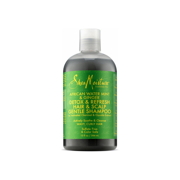 Shea Moisture African Water MInt & Ginger - Detox & Refresh Hair & Scalp Gentle Shampoo 13 oz