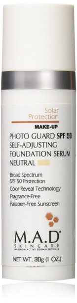 M.A.D SKINCARE SOLAR PROTECTION: Photo Guard SPF 50 Self-Adjusting Foundation Serum: Neutral/Medium- 30g