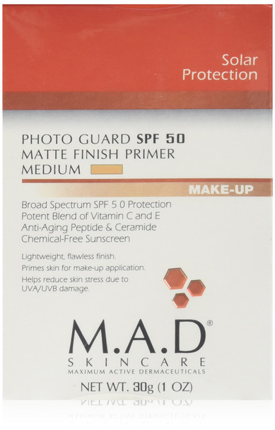 M.A.D SKINCARE SOLAR PROTECTION: Photo Guard SPF 50 Matte Finish Primer: Medium - 30g