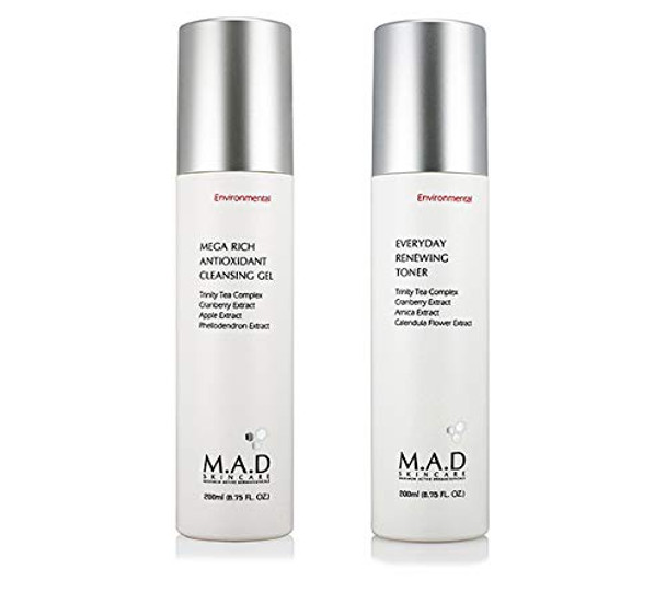 M.A.D Skincare Environmental Duo Set - Mega Rich Antioxidant Cleansing Gel- Everyday Renewing Toner