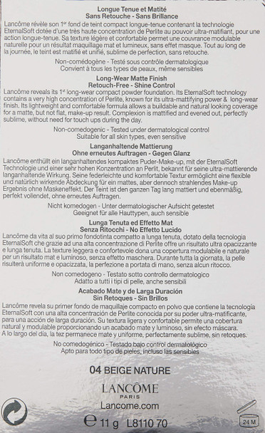 Lancome Teint Idole Ultra Compact Powder Foundation, Long Wear Matte Finish, No. 04 Beige Nature, 0.38 Ounce