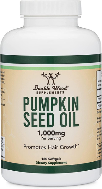 Pumpkin Seed Oil For Hair Growth And Bladder Control (1,000Mg Per Serving, 180 Softgels) Manufactured And Tested In The Usa By Double Wood Supplements