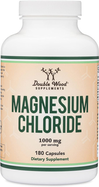 Magnesium Chloride (Cloruro De Magnesio) - 180 Capsules, 1,000mg Per Serving, Supports Digestive and Bone Health - Manufactured and Tested in The USA by Double Wood Supplements