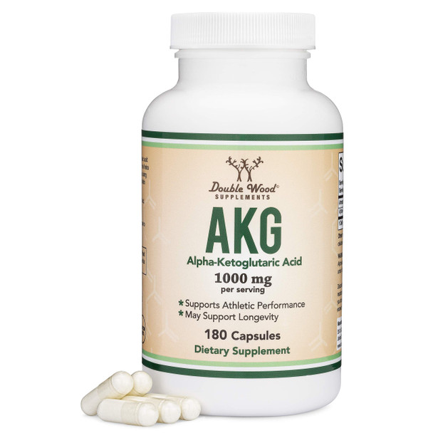AKG Supplement (Alpha Ketoglutaric Acid) 1,000mg Per Serving (180 Capsules) Different and May Be More Effective Than AAKG (Recently Studied for Healthy Aging Properties) by Double Wood Supplements