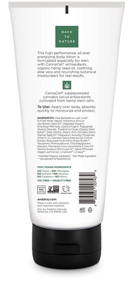 Andalou Naturals CannaCell MEN Energizing Body Lotion, 8.5 Ounce