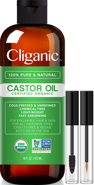 Cliganic Organic Bulk Carrier Oil Trio - Jojoba, Argan & Castor (16oz each)
