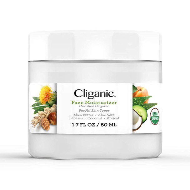 Cliganic Organic Face Moisturizer for Men & Women, 1.7oz, 50ml | for Normal, Dry & Oily Skin