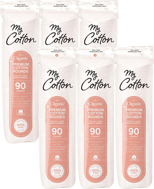 My Cotton Premium Cotton Rounds for Face (540 Count) | Makeup Remover Pads, Hypoallergenic, Lint- | 100% Pure Cotton