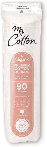 My Cotton Premium Cotton Rounds for Face (540 Count) | Makeup Remover Pads, Hypoallergenic, Lint- | 100% Pure Cotton