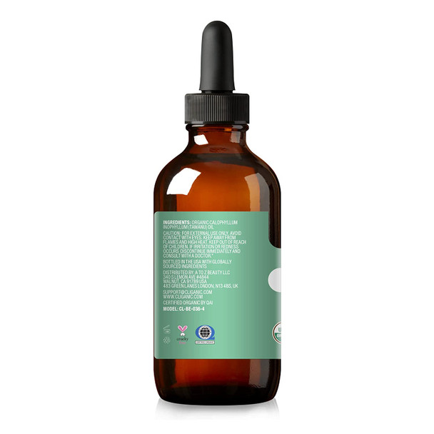 Cliganic Organic Tamanu Oil 4oz, 100% Pure - For Face, Hair & Skin | Natural Cold Pressed, Hexane-Free