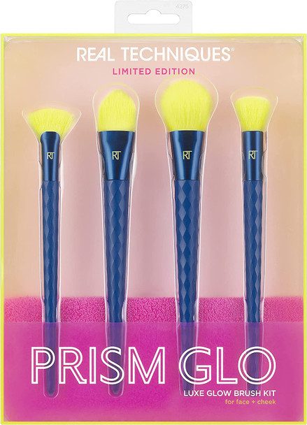 PRISM GLO Collection: Luxe Glow Brush Kit - Face Brush Set, Includes REAL TECHNIQUES Towel