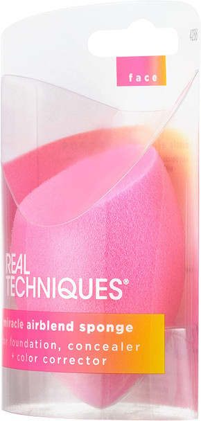 REAL TECHNIQUES Chroma Miracle Airblend Makeup Blending Sponges, For Liquid and Cream Foundations, Dewy or Matte Finish, 2 Count, Purple & Pink
