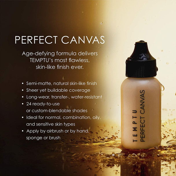 TEMPTU Perfect Canvas Airbrush Foundation: Anti-Aging, Long-Wear Makeup, Buildable Coverage | For Hydrated & Healthy Skin | Semi Matte, Natural Finish