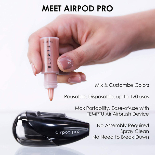 TEMPTU Airpod Pro - Reusable, Refillable, Makeup Cartridge For Custom Blending & Mixing Colors - Premium, Professional Airbrush Makeup Accessories - Professional Airbrush Equipment