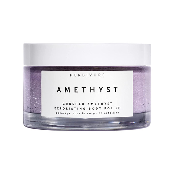 Herbivore Botanicals Amethyst Exfoliating Gemstone Body Scrub - Crushed Amethyst and Epsom Salt Body Polish Hydrate and Exfoliate.A Completely Natural and Vegan (8 oz)
