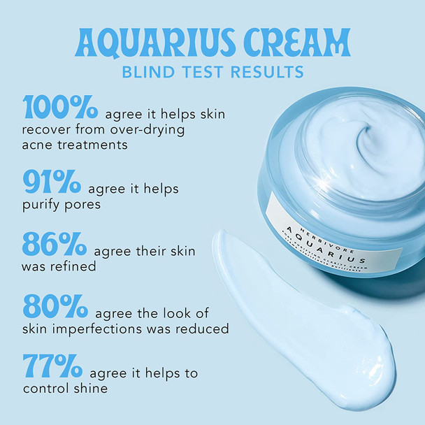 Herbivore Botanicals Aquarius Pore Purifying Clarity Cream - Daily Moisturizer with BHA to Clean Pores and Balance Skin for a Soft, Matte Finish (1.7 oz)