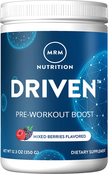 MRM Nutrition Driven Pre-Workout Powder | Mixed Berry Flavored | 125mg Caffeine | Pure Ingredients| Muscle + Hydration + Energy Blends | Performance Energy | Vegan + Gluten-Free | 29 Servings