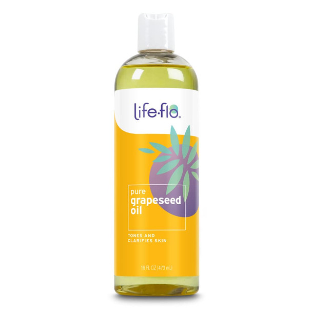 Life-Flo Pure Grapeseed Oil | For Skin & Hair, Aromatherapy, Massage Therapy | Food Grade | 16 fl. Oz.