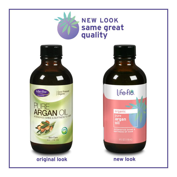 Life-flo Pure Argan Oil | Organic and Cold Pressed | Intensify Hair Shine and Softness & Minimize Split Ends | Skin Moisturizer | 4 oz