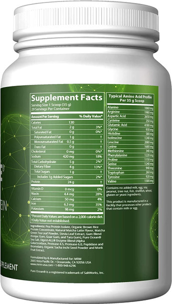 MRM Nutrition Veggie Elite Performance Protein | Matcha Latte Flavored| Plant-Based Protein| Easy to Digest | with BCAAs| Vegan + Gluten-Free | Clinically Tested| Digestive enzymes | 30 Servings