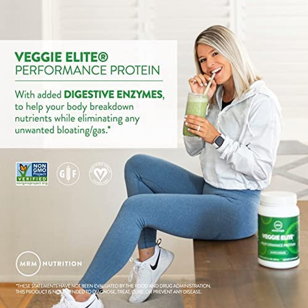 MRM Nutrition Veggie Elite Performance Protein | Matcha Latte Flavored| Plant-Based Protein| Easy to Digest | with BCAAs| Vegan + Gluten-Free | Clinically Tested| Digestive enzymes | 30 Servings