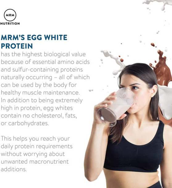 MRM Nutrition Egg White Protein | Vanilla Flavored | 23g Fat-Free Protein | with Digestive enzymes | Highest Biological Value | Clinically Tested | 20 Servings