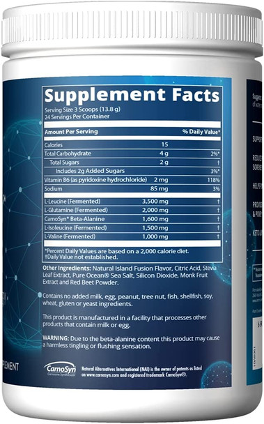 MRM Nutrition Reload BCAA+G Post-Workout Recovery| Island Fusion Flavored| 9.6g Amino Acids| with CarnoSynA®| Muscle Recovery| Keto Friendly| 26 Servings