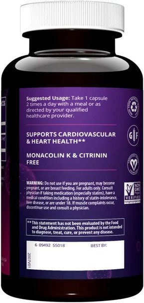 MRM - Red Yeast Rice | Supports Cardiovascular Health* | Monocolin K & Citrinin Free | Vegan, Gluten Free, Non-GMO Project Verified - 60 Count