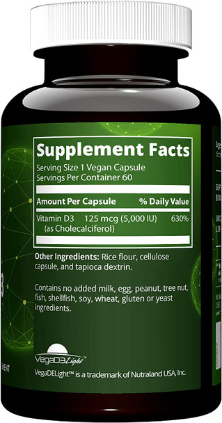 MRM Nuturition Vegan Vitamin D3 5,000 IU | Bone + Immune Health | Made from lichens | Supports Calcium Absorption | Vegan + Vegetarian Friendly | 60 Servings