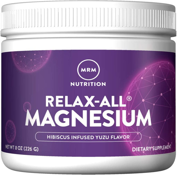 MRM Nutrition Relax-AllA® Magnesium Powder | Relaxation and Recovery | Hibiscus Infused Yuzu Flavored | 350mg Magnesium Carbonate + sea Magnesium | Anti-Stress | 56 Servings