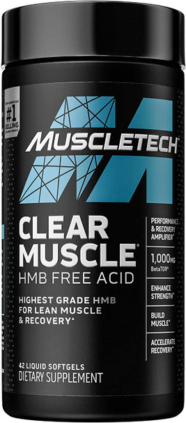 Muscle Recovery | MuscleTech Clear Muscle Post Workout Recovery | Muscle Builder for Men & Women | HMB Supplements | Sports Nutrition Post Workout Recovery & Muscle Building Supplements, 42 ct