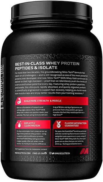 Whey Protein Powder | MuscleTech Nitro-Tech Whey Gold Protein Powder | Whey Protein Isolate Smoothie Mix | Protein Powder for Women & Men | Chocolate Protein Powder, 2 lbs (28 Serv)-package varies