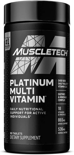 Multivitamin for Men | MuscleTech Platinum Multivitamin | Vitamin C for Immune Support | 18 Vitamins & Minerals | Vitamins A C D E B6 B12 | Daily Workout Supplements | Mens Multivitamins, 90 ct