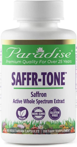 Paradise Herbs Saffr-Tone | Saffron | Vegan | Non-GMO | Gluten Free | 60 Vegetarian Capsules
