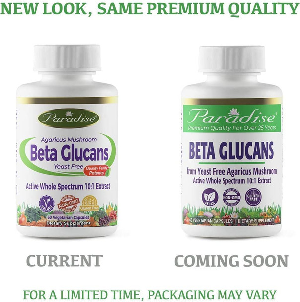 Paradise Herbs - Beta Glucans - From Most Abundant Yeast Free Sources Of Beta 1,6 & 1,3 D-Glucans | Total Immune Enhancement - 60 Count
