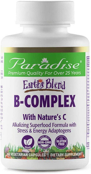 Paradise Herbs - Earth's BlendA® | B-Complex with Nature's C | 60 Vegetarian Capsules