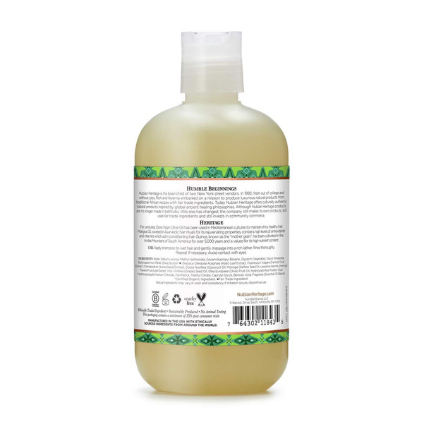 Nubian Heritage Shampoo for Dry Hair Olive Oil Hydrate and Revive 12 oz