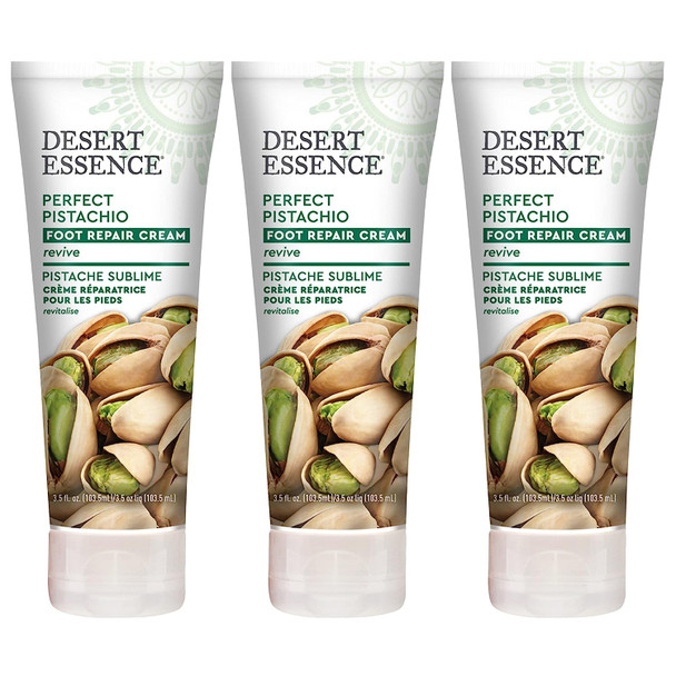 Desert Essence Pistachio Foot Repair Cream - 3.5 Fl Ounce - Pack of 3 - Restores Softness - Skin Repair & Renewal - Pistachio Nut Oil - Shea Butter - Macadamia Seed Oil - Cruelty-Free